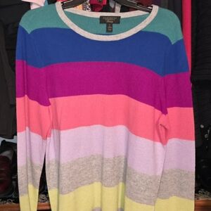 Charter Club Vibrant Striped Crew Neck Sweater